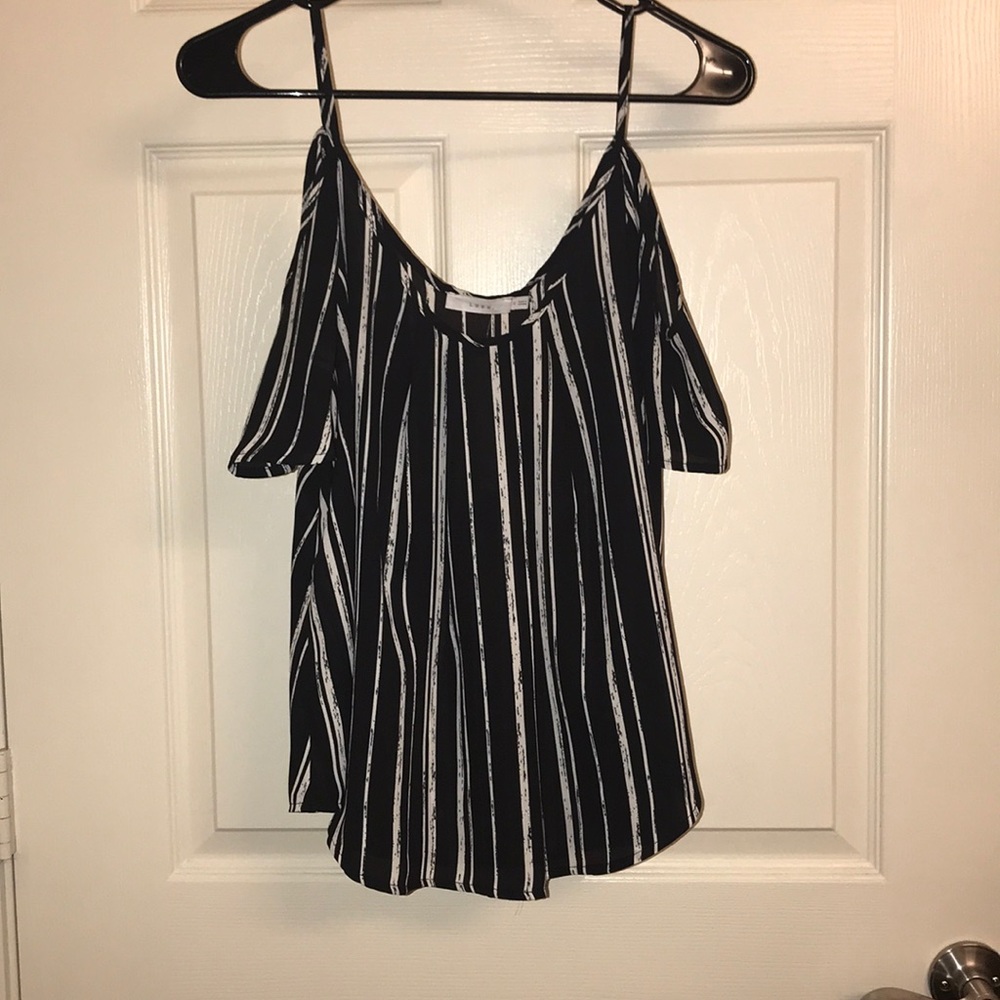 Stitch Fix Lush Striped Cold Shoulder Top